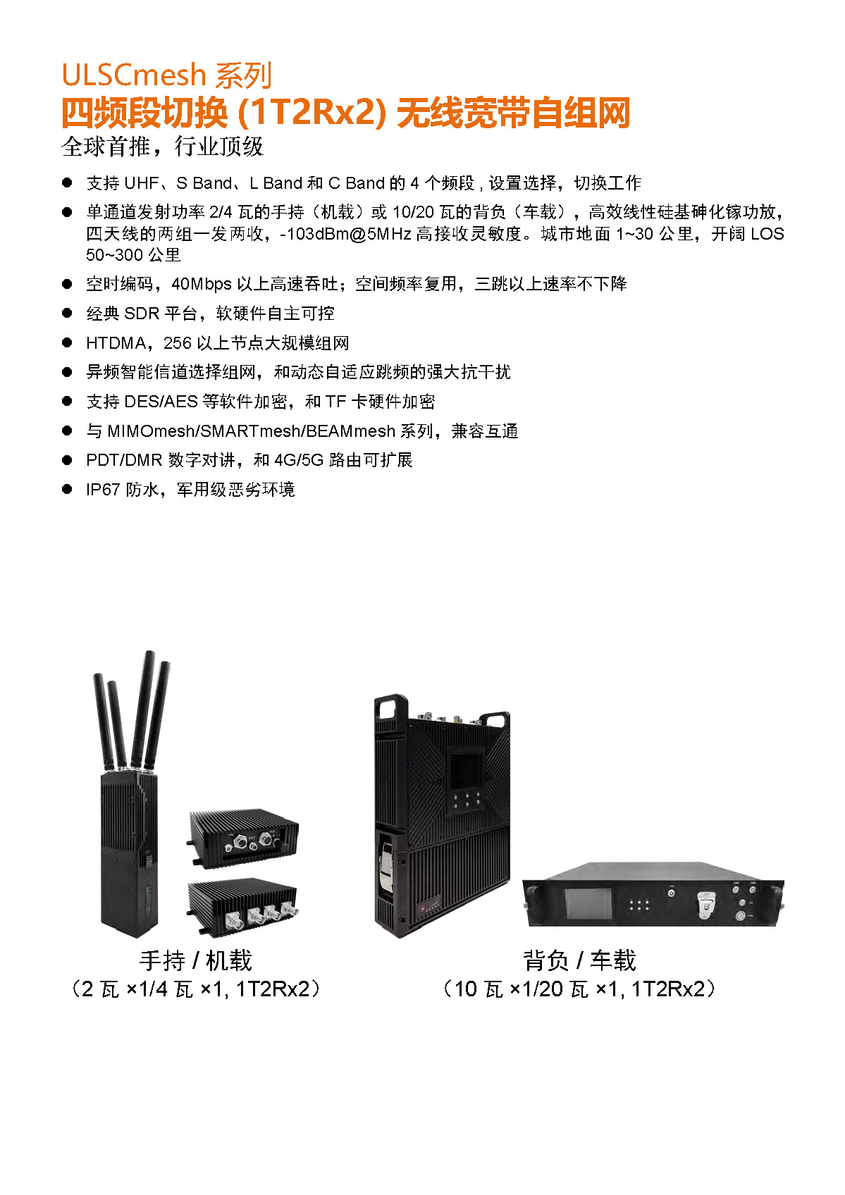 ULSCmesh系列四频段切换(1T2Rx2)无线宽带自组网(图1)