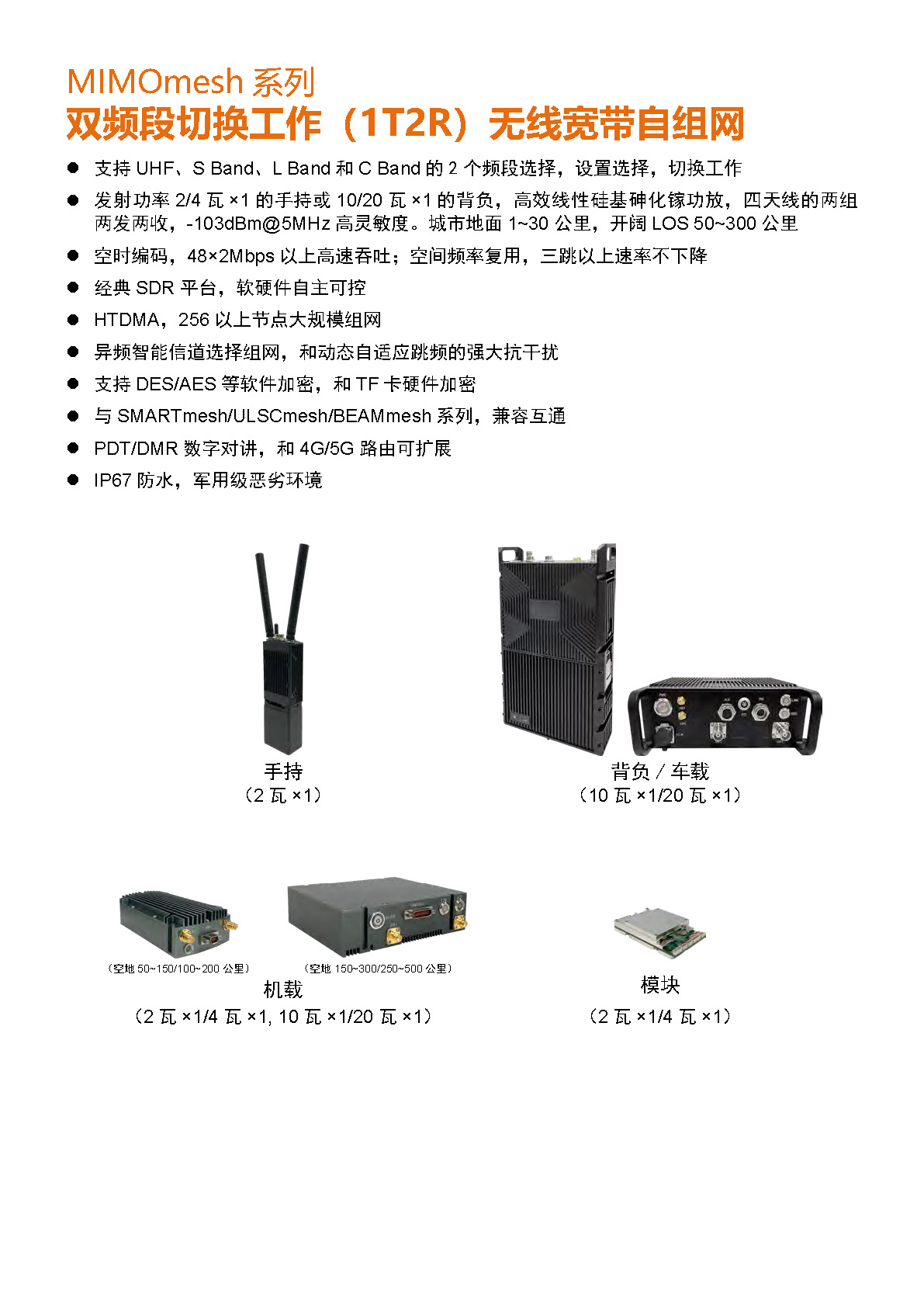 MIMOmesh系列双频段切换工作（1T2R）无线宽带自组网(图1)